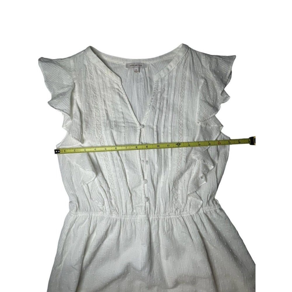 Skies Are Blue White Dress Size Medium Cotton Boho Prairie Ruffle‎ - Picture 4 of 9